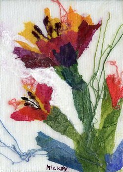 Wind Flowers Mickey Fielitz Waukesha WI potty paper collage  SOLD